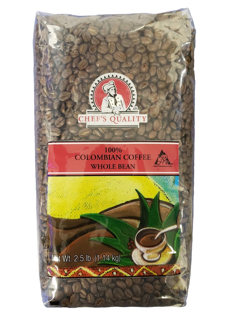 Chef's Quality - Whole Bean Colombian Coffee - 2.5 lb Bag Unit