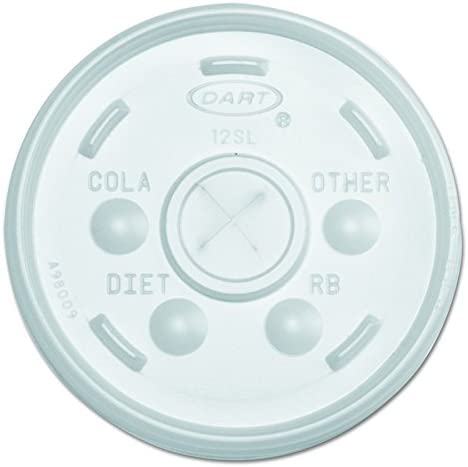 Dart - 12SL - Translucent Lid for 12 oz foam cup with straw slot - 1000 ct Case