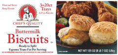 Frozen Chef's Quality - Heat & Split Buttermilk Biscuits - 60/2.25 oz Unit