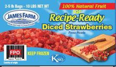 Frozen James Farm - IQF Diced Strawberries - 10 lbs Unit