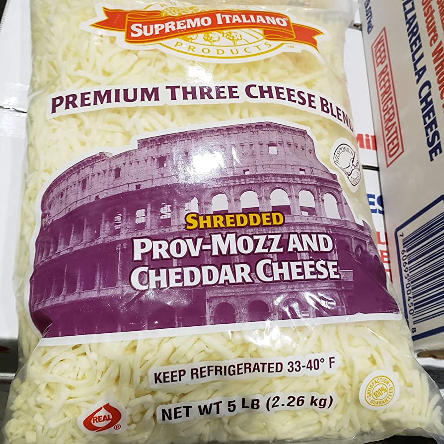 Supremo Italiano - Shredded 3 Cheese Blend (Provolone, Mozzarella, Cheddar) - 5 lbs Unit