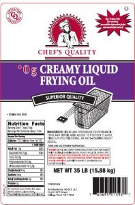 [318 - 1020118 - 76069501393] Chef Quality - Creamy Soybean Fry Oil, zero trans fats - 35 lbs Unit