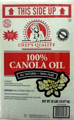 [320 - 1020079 - 76069500935] Chef's Quality - 100% Canola Salad Oil - 35 lbs Case