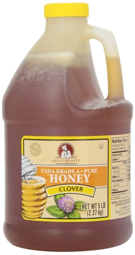 [1008 - 2490006 - 76069500822] Chef's Quality - Clover Honey - 5 lb Unit
