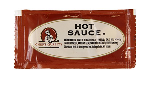 [2402 - 32563 - 76069500286] Chef's Quality - Hot Sauce Packets, 5.5 grams - 200 ct Box Unit