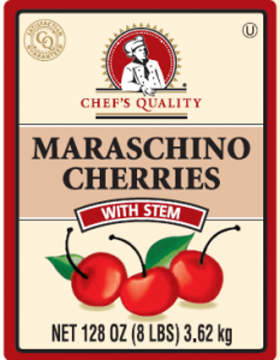 [720 - 55269 - 76069500284] Chef's Quality - Maraschino Cherries with stems - gallon Unit