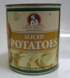 [524 - 32865 - 76069500964] Chef's Quality - Sliced White Potatoes - #10 cans Unit