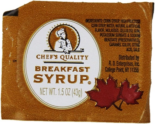 [704 - 32559 - 76069500291] Chef's Quality - Table Syrup Packets -1.5 oz / 100 ct Unit
