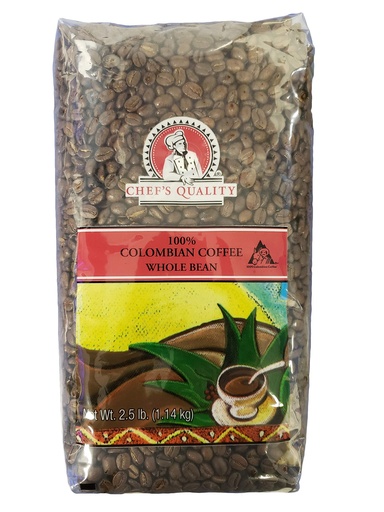 [2405 - 59590 - 76069500042] Chef's Quality - Whole Bean Colombian Coffee - 2.5 lb Bag Unit