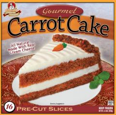[7003 - 2360143 - 76069501577] Frozen Chef's Quality - Carrot Cake with Cream Cheese Icing - 16 slices Unit