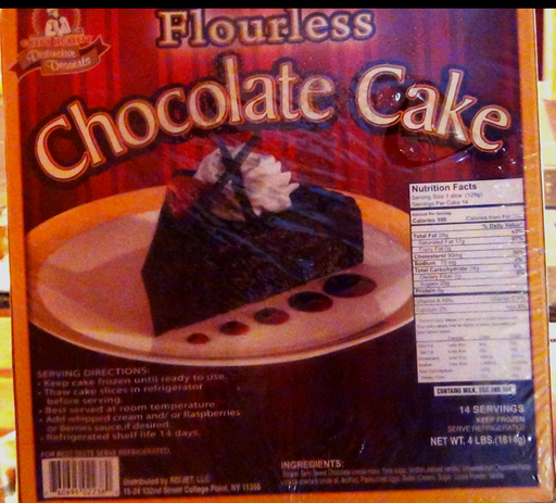 [7001 - 2360267 - 76069502238] Frozen Chef's Quality - Flourless Chocolate Cake - 14 slices Unit