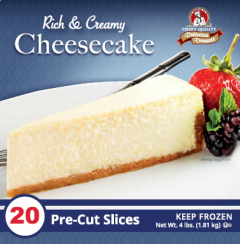 [7002 - 2360491 - 76069502587] Frozen Chef's Quality - NY Style Cheesecake - 20 slices Unit