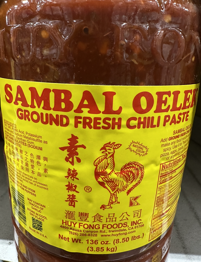 [506 - 13417 - 2446306124] Huy Fong - Sambal Olek (Ground Chili Paste) - 3/136 oz Case