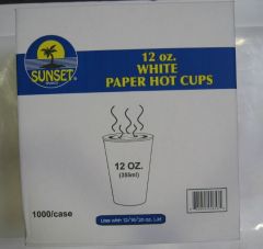 [2211 - 2070943 - 76069502853] Sunset - 12 oz White Hot Cups - 1000 ct Pack Unit