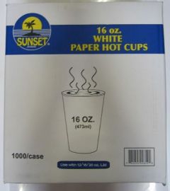 [2211 - 2070944 - 76069502854] Sunset - 16 oz White Hot Cups - 1000 ct Pack Unit