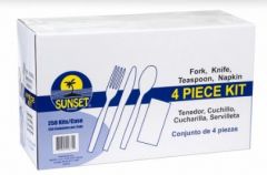 [2102 - 1140046 - 76069500874] Sunset - 4 Piece Wrapped Cutlery Set (fork, knife, teaspoon, napkin) - 250 Ct Unit