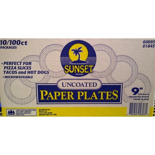 [2110 - 13909 - 76069502806] Sunset- Uncoated Paper Plates, 9" - 1000/cs Unit